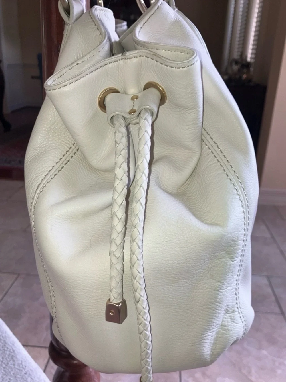 Michael Kors Leather Cream Hobo Bag